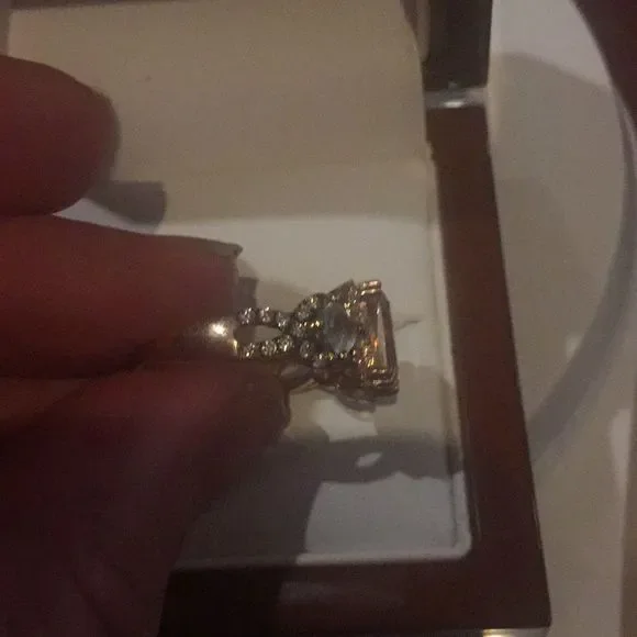 1 ctw morganite and chocolate diamonds with blue topaz size 7 14 kt gold ring